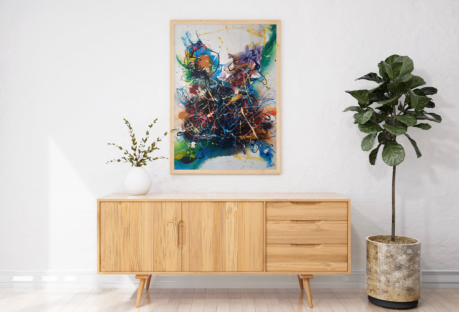 White 3D textured minimalist wall art for a modern Dubai villa interior, 2026 decor trend.