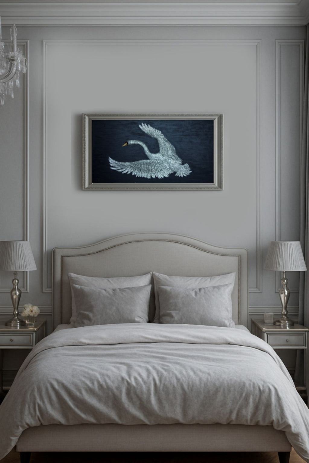 Swan | Handmade 3D Art | Jewelry painting