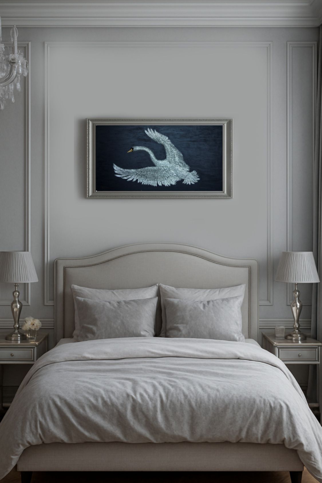 Swan | Handmade 3D Art | Jewelry painting
