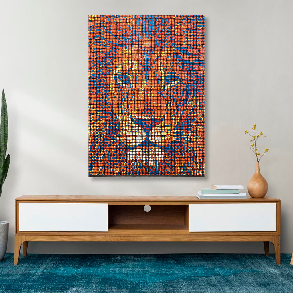 The Lion That Stares | Handmade Rubik Cube Art