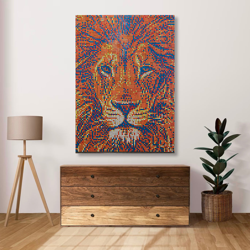 The Lion That Stares | Handmade Rubik Cube Art