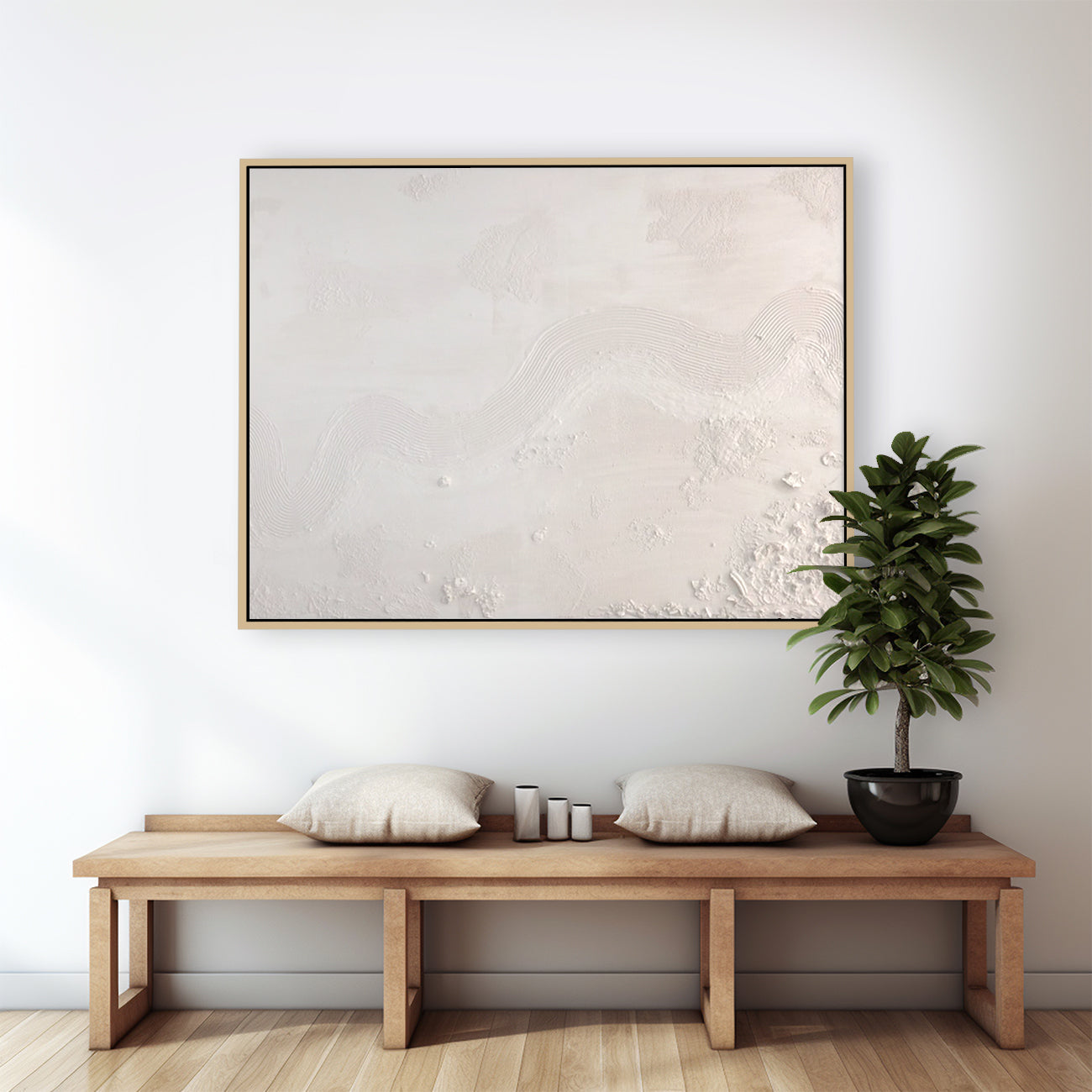 The Ethereal Current | Minimalist Sculptural Relief Canvas