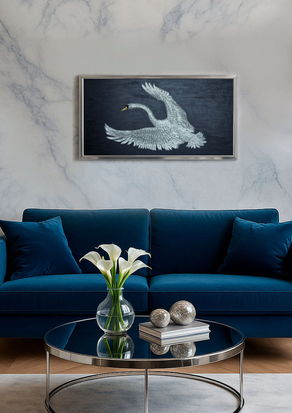 Swan | Handmade 3D Art | Jewelry painting