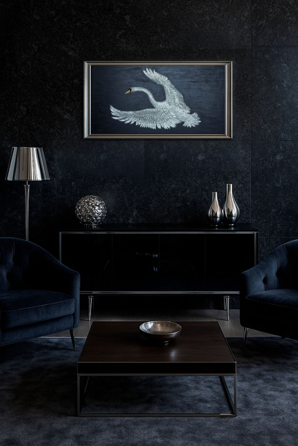 Swan | Handmade 3D Art | Jewelry painting