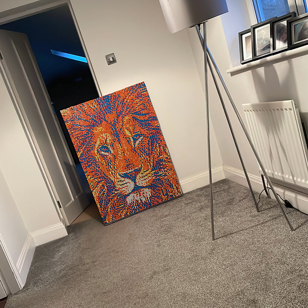 The Lion That Stares | Handmade Rubik Cube Art