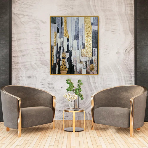 Awry canvas wall art displayed in Dubai villa living room décor