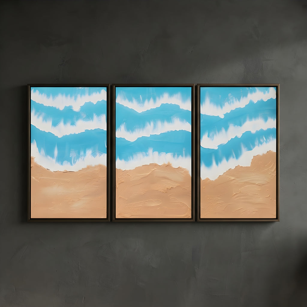 Textured Tide | Handmade 3-Panel Coastal Triptych
