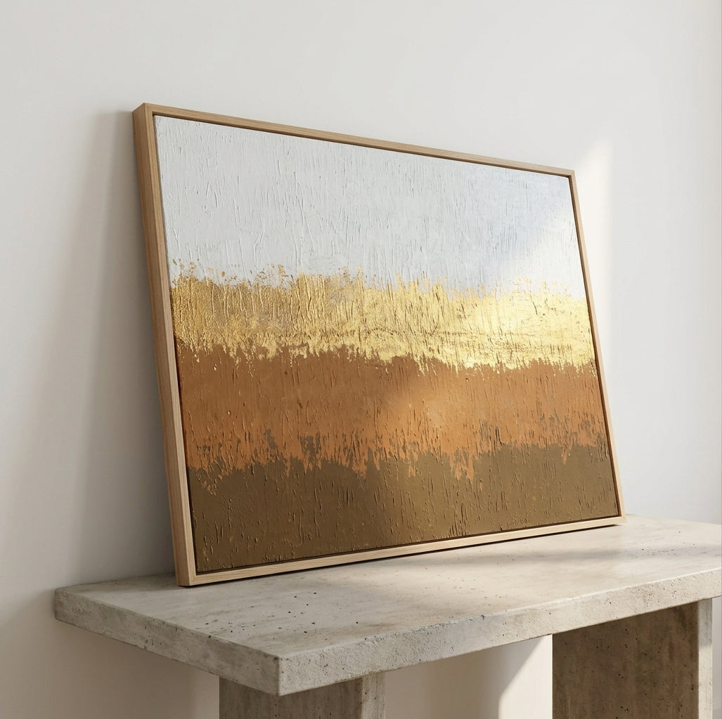 Golden Horizon | Textured Gold Abstract Canvas Painting