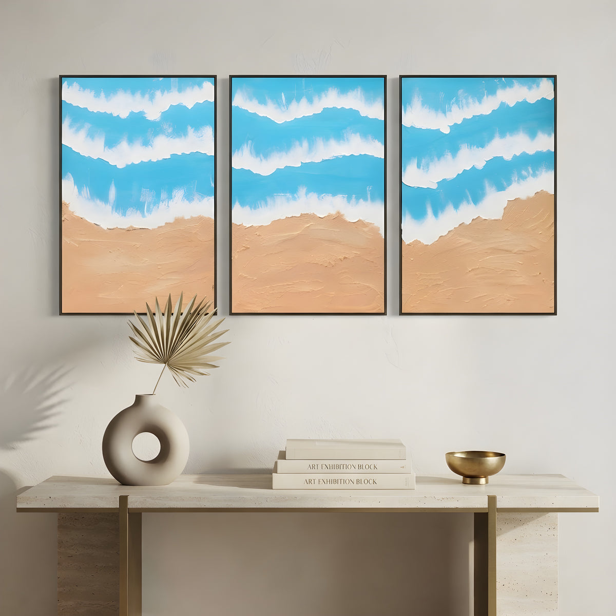 Textured Tide | Handmade 3-Panel Coastal Triptych