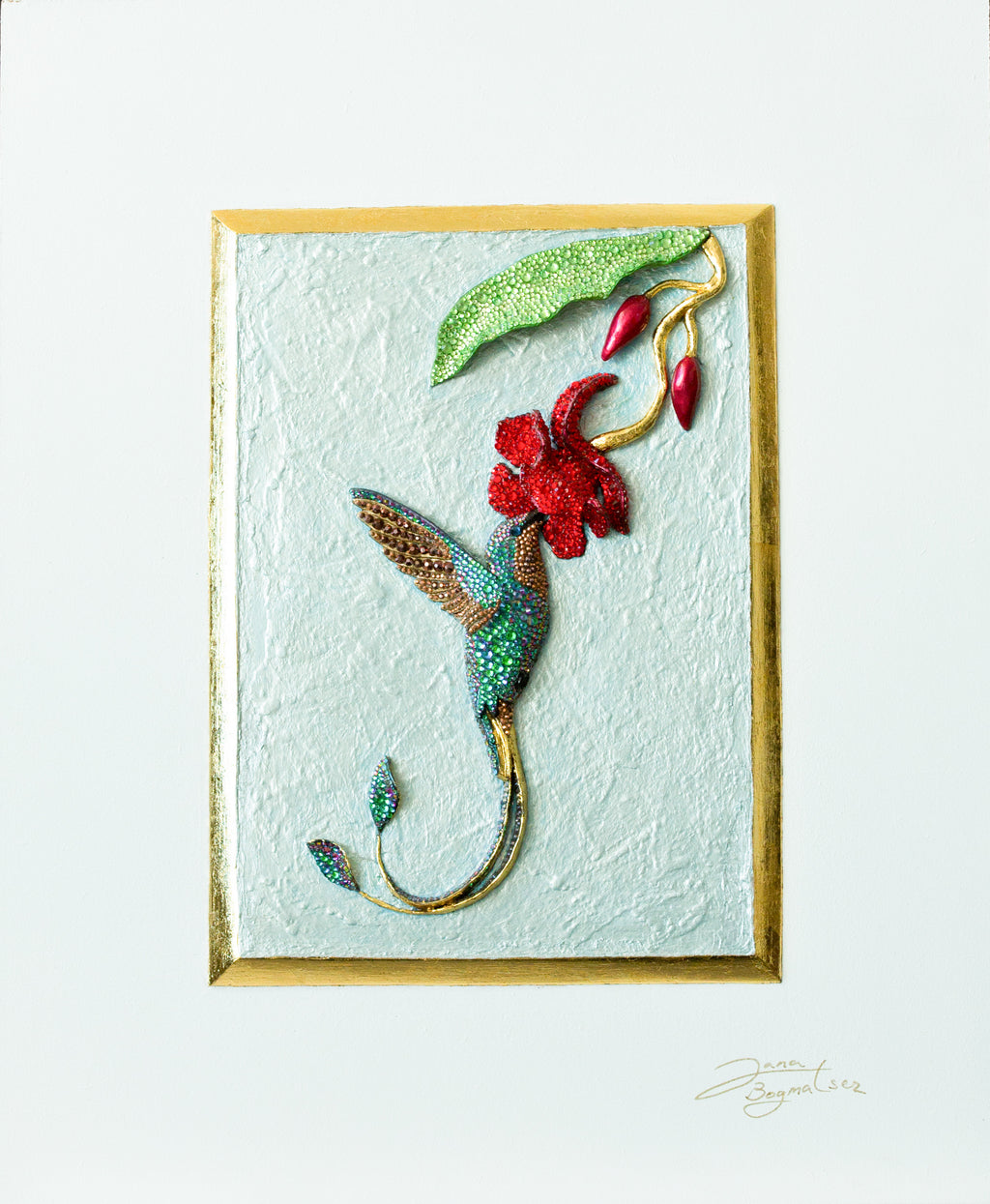 Hummingbird | Handmade 3D Art | Jewelry painting