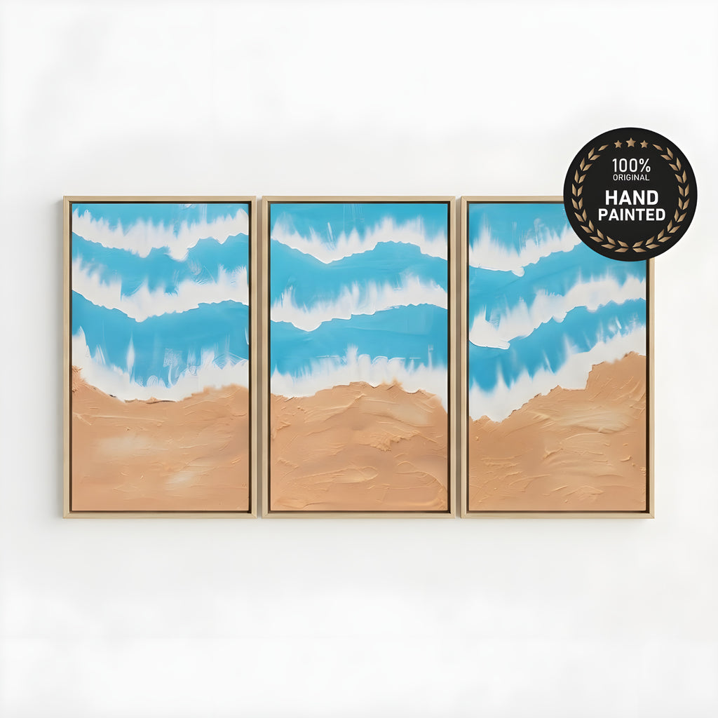 Textured Tide | Handmade 3-Panel Coastal Triptych