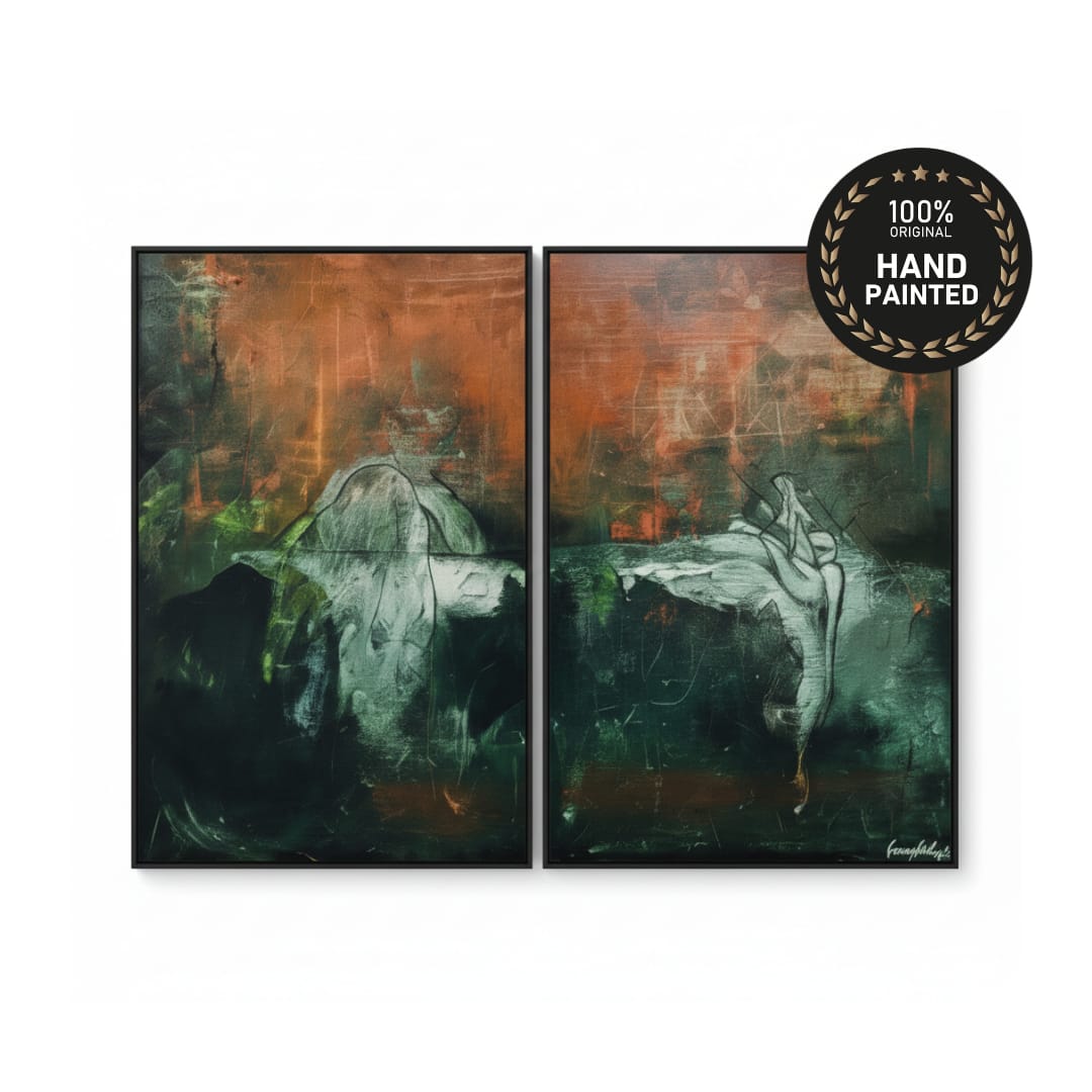 Handcrafted contemporary abstract painting canvas for premium UAE home décor, large conceptual wall art for modern villa hallway or living room, elegant neutral toned statement artwork suited for luxury interior design in Dubai and Abu Dhabi homes.