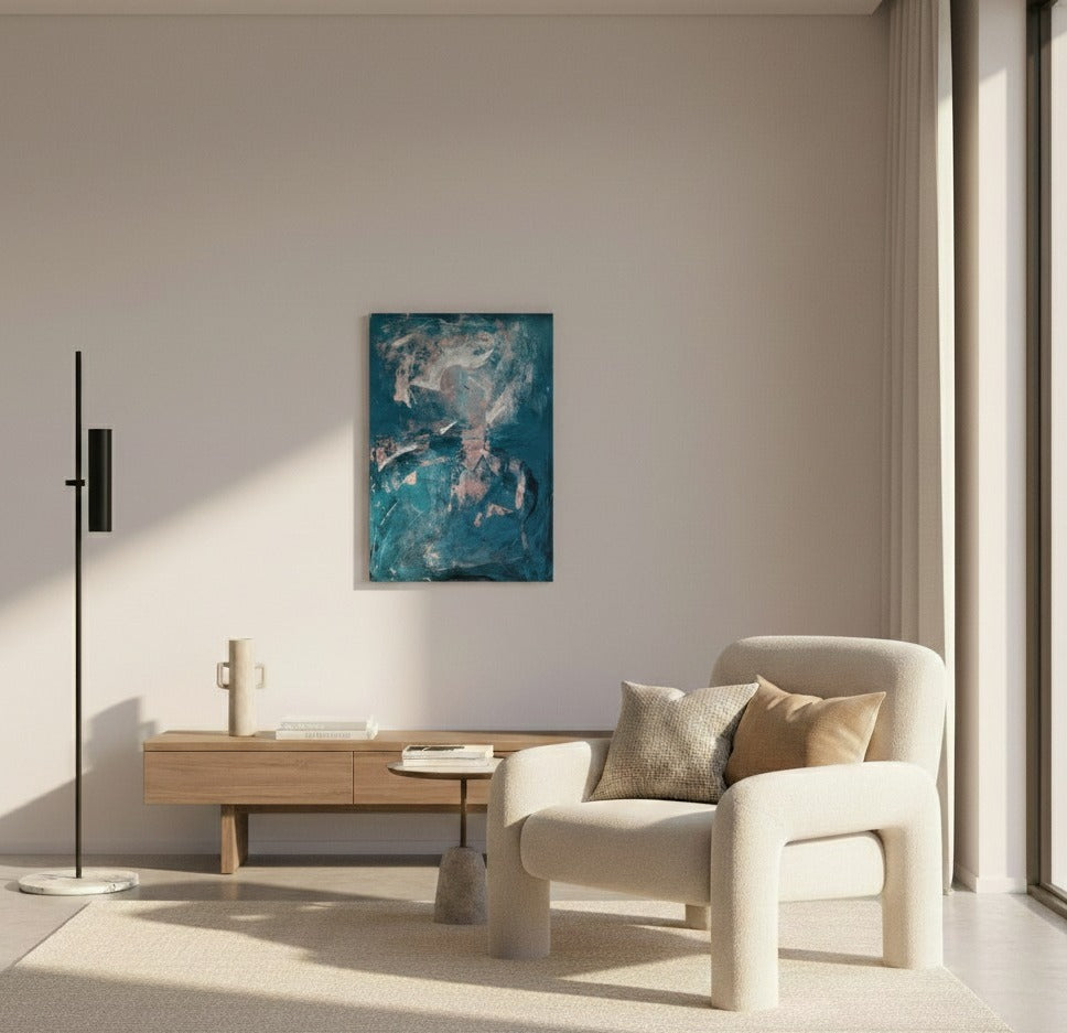 Crystals in Blue Drift | Abstract Painting | Contemporary Blue Textured Statement Wall Art