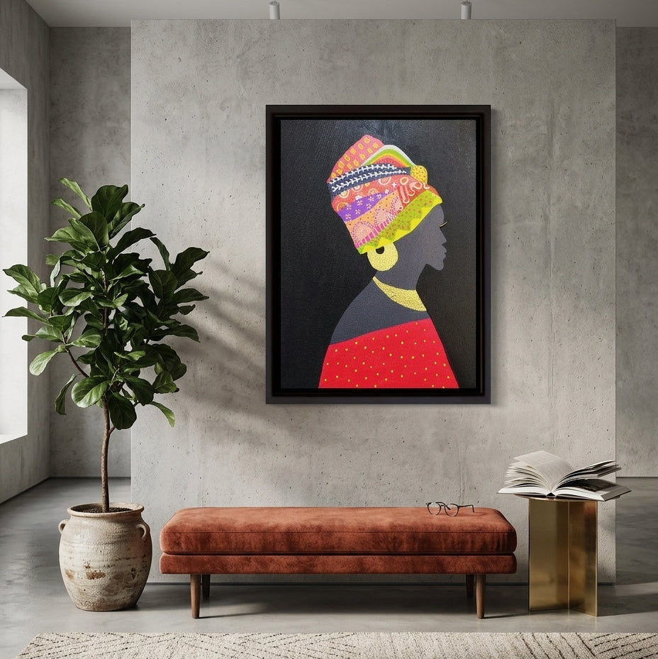Handmade African-inspired textured painting in bold earth tones, Power collection statement wall art