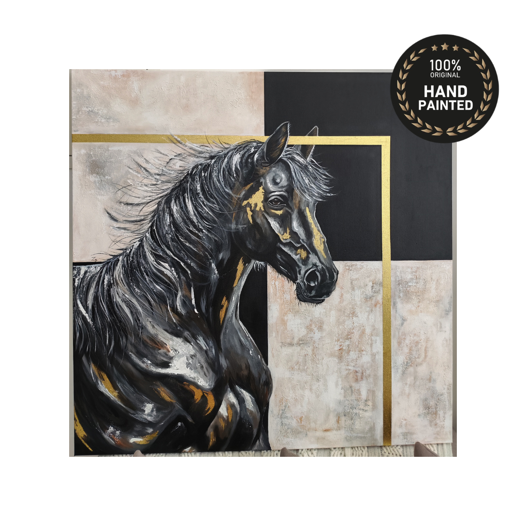 Luxury canvas art UAE "Chess Knight," ideal for canvas wall art dubai for living room styling in high-end villas.