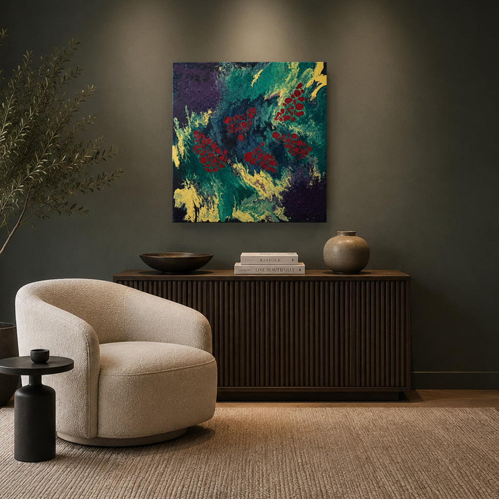 Blooms Between Worlds | Handmade Abstract Floral Painting