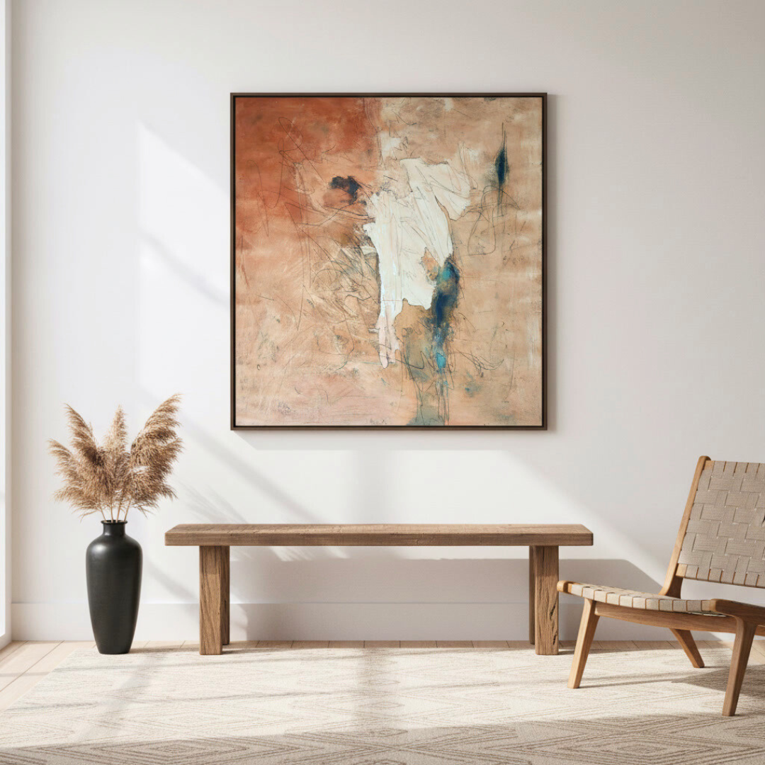 Contemporary textured wall art for UAE villas and apartments, enhancing modern living rooms with elegant abstract canvas design.