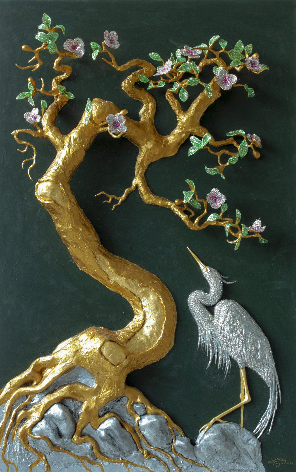 Flowering Tree | Handmade 3D Art | Jewelry painting