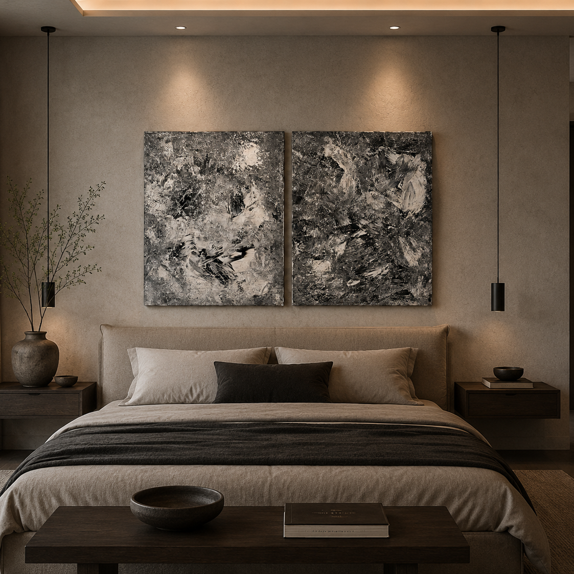 Original handmade abstract canvas wall art in Dubai for modern luxury interiors