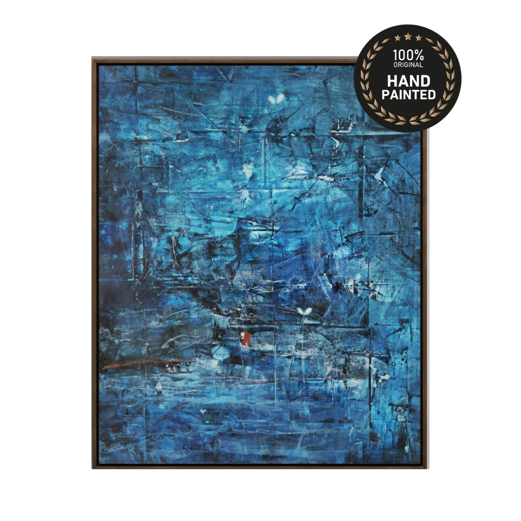 Handmade large abstract painting in Dubai, contemporary UAE artwork displayed in a luxury modern villa interior