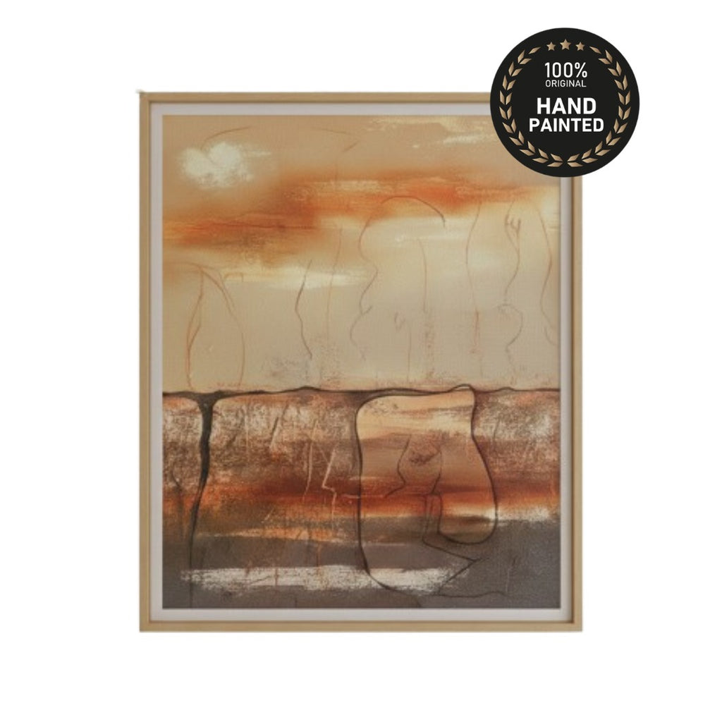 Premium handmade earthy abstract painting with textured surface for warm minimalist living room wall décor in United Arab Emirates interiors
