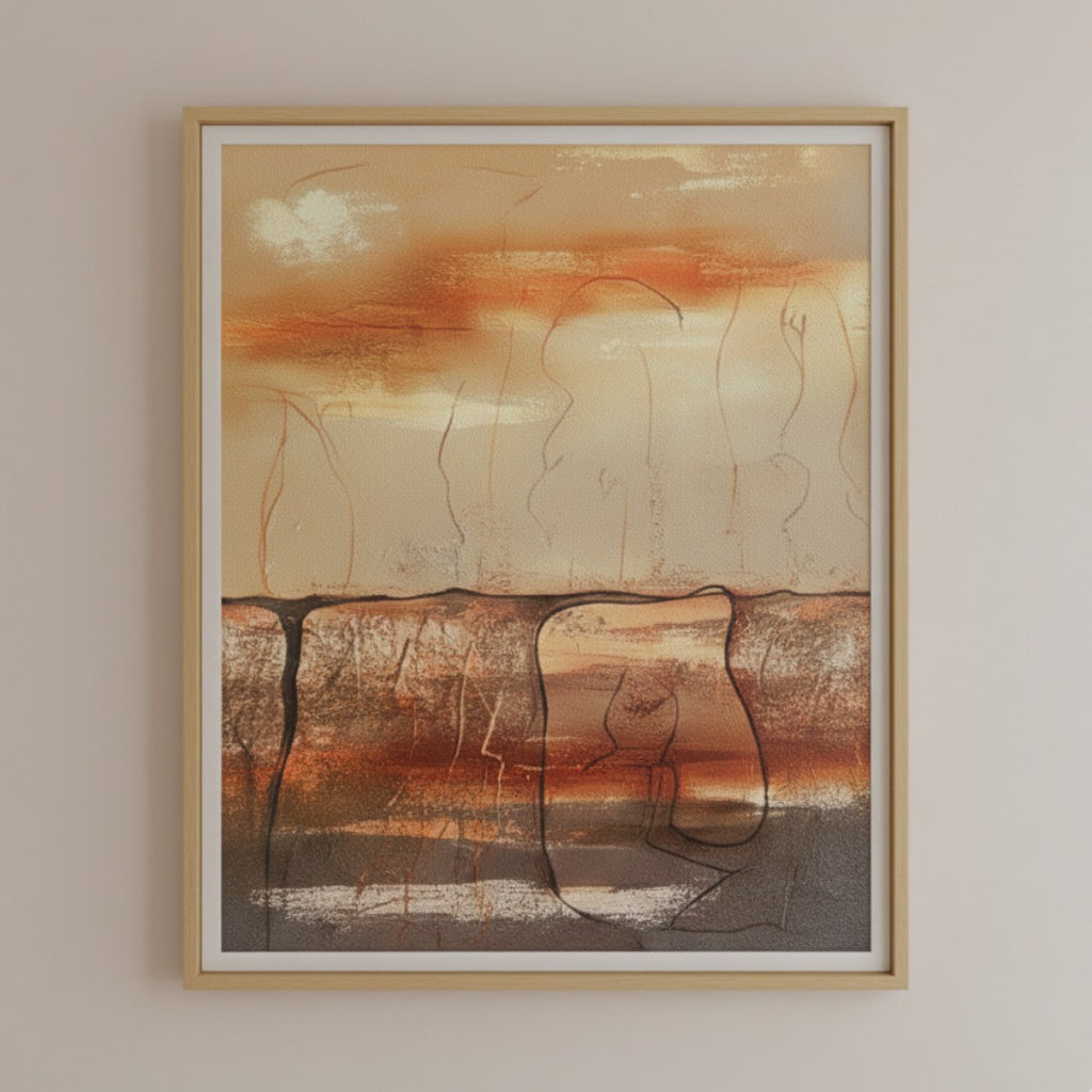 Handmade Scribbled Earth textured abstract painting large canvas wall art for modern luxury living room décor in Dubai homes