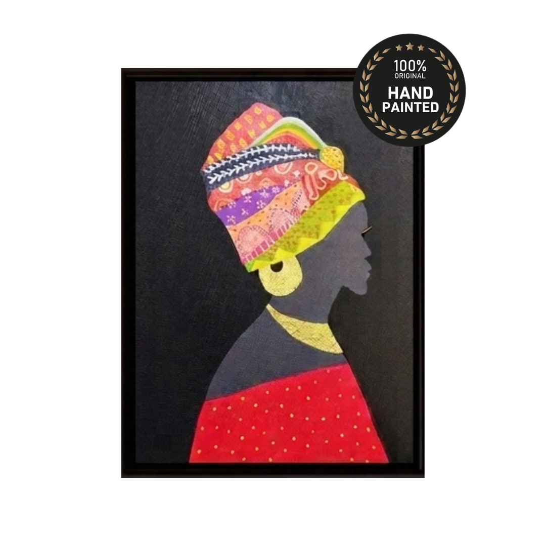 Textured handmade wall art inspired by African art, warm earth tones, villa statement piece
