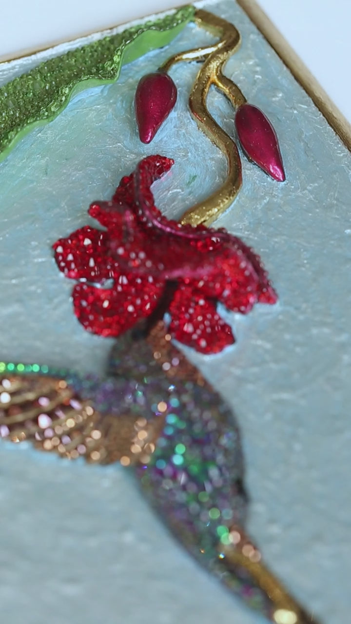 Hummingbird | Handmade 3D Art | Jewelry painting