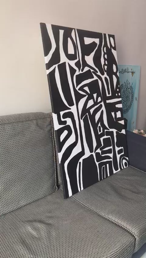 Ink Maze | Handmade Abstract Painting Black