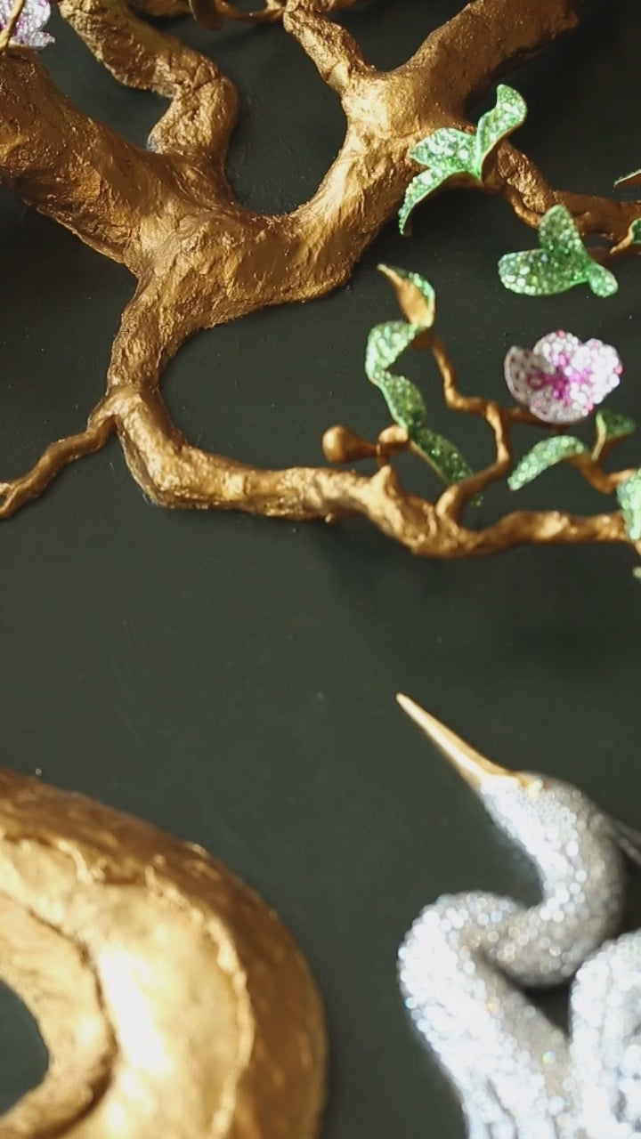Flowering Tree | Handmade 3D Art | Jewelry painting