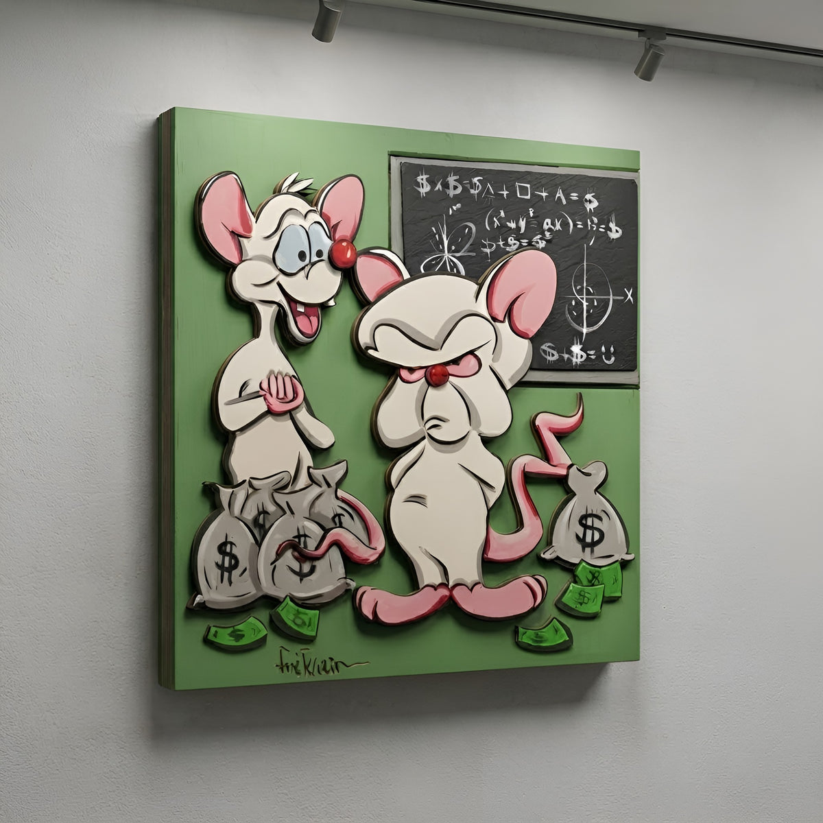 Original handmade pop art painting The Plan: Pinky in oil on canvas
