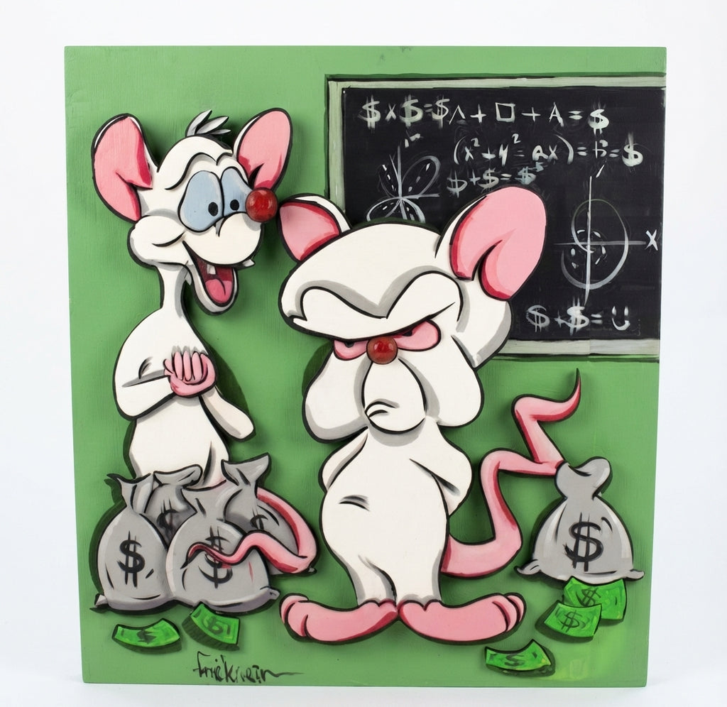 The Plan: Pinky original pop art oil painting with vibrant pink tones
