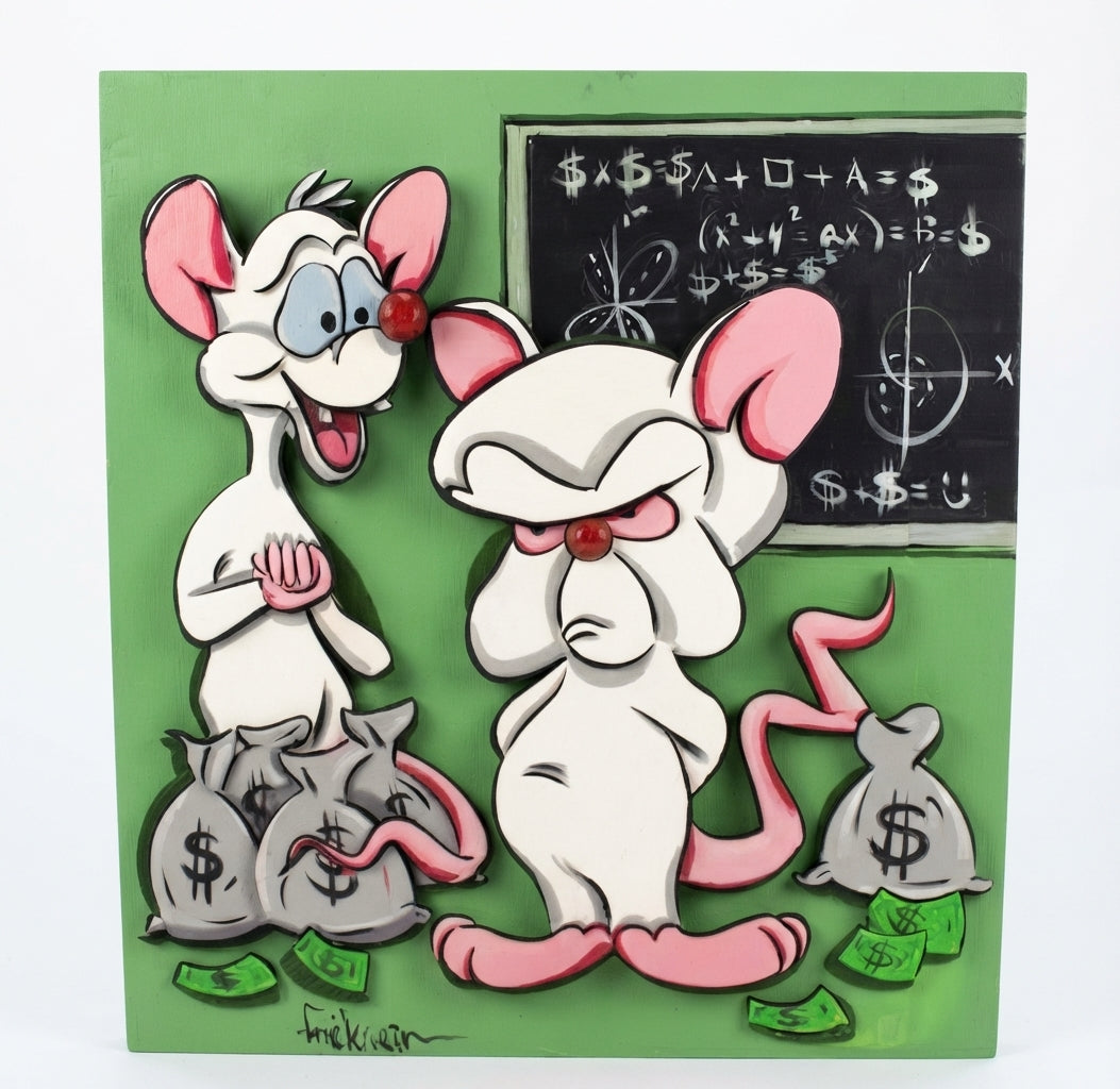 The Plan: Pinky original pop art oil painting with vibrant pink tones