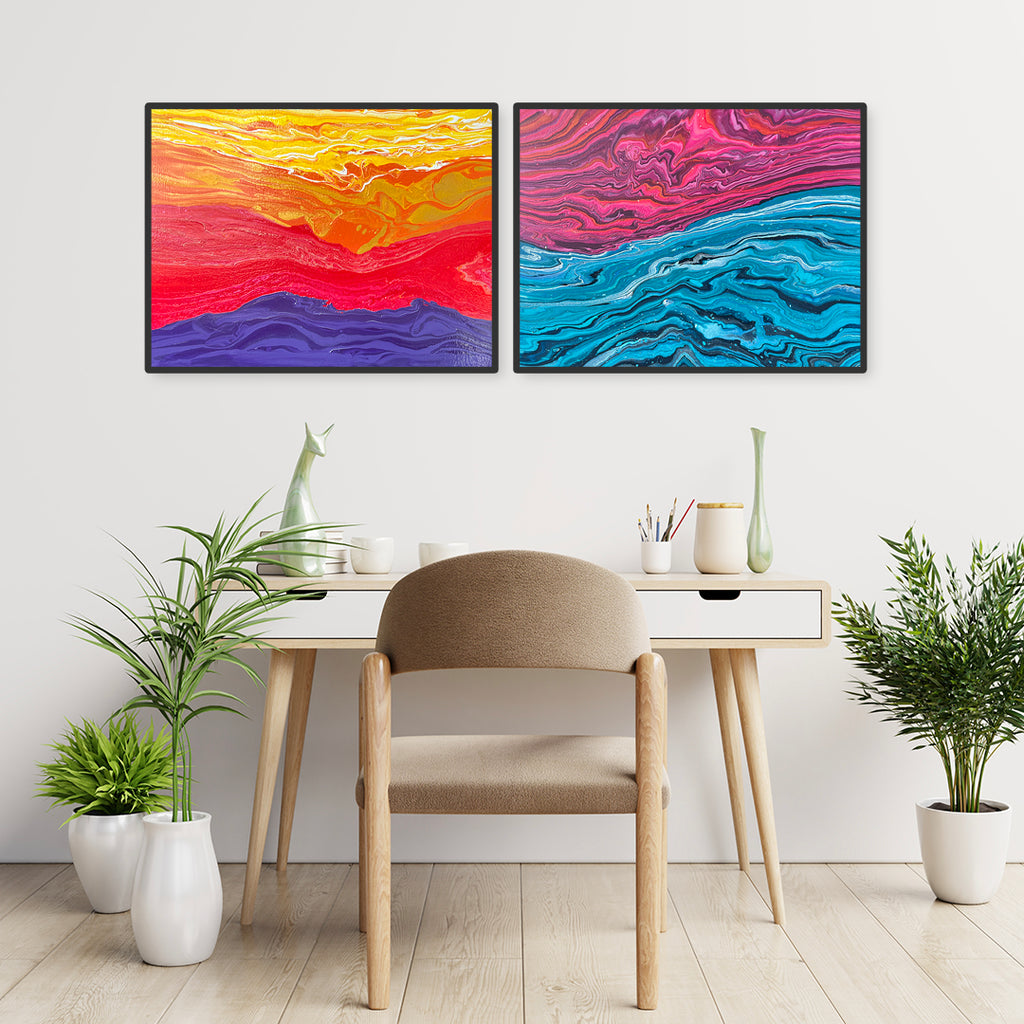 Streaked | Handmade Canvas Paintings | Set of 2