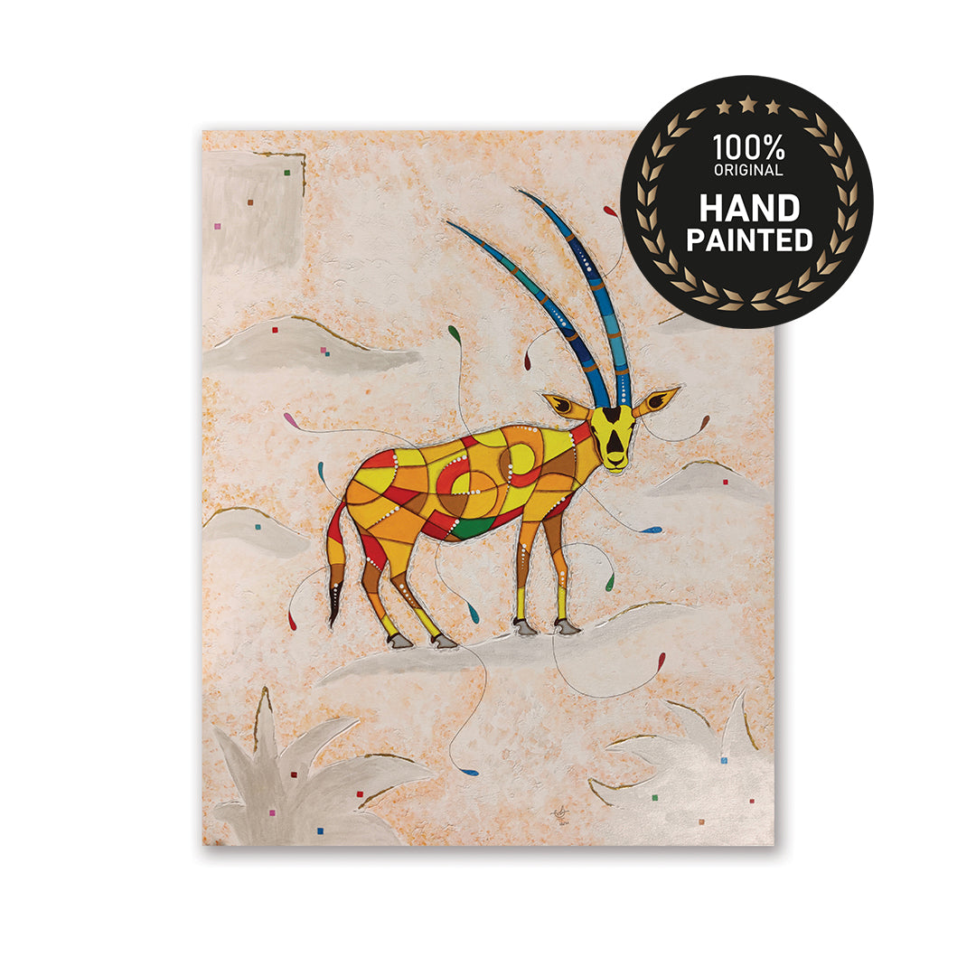 Falcon & Oryx | Handmade Canvas Painting