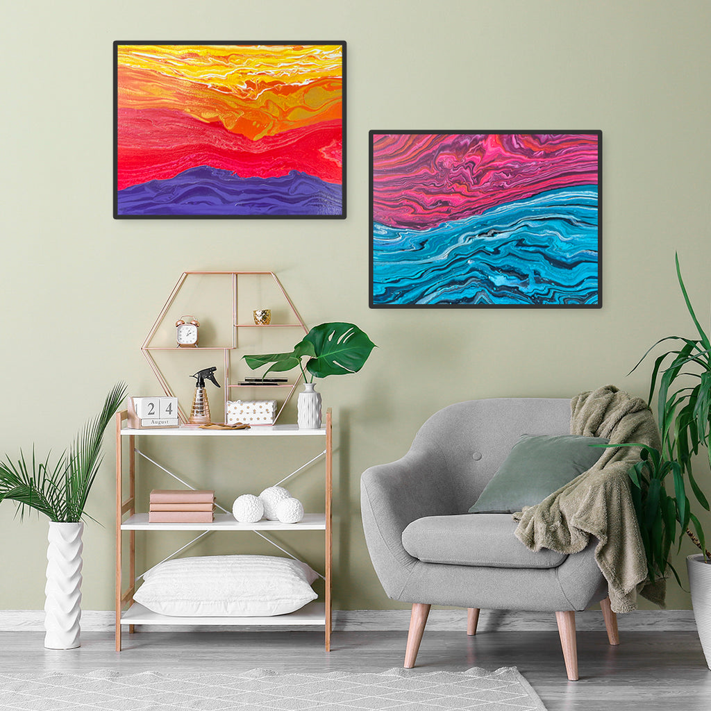 Streaked | Handmade Canvas Paintings | Set of 2