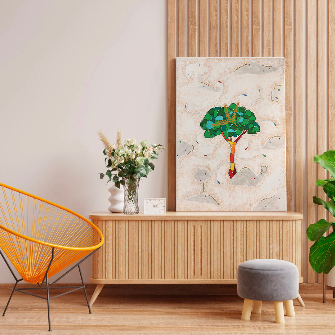 Ghaf Tree: National Tree | Handmade Canvas Painting