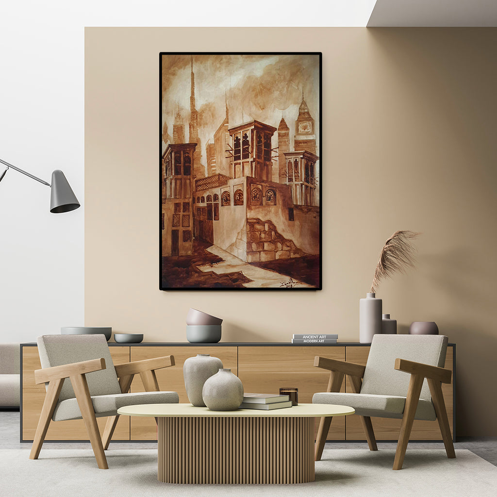 Old & New Dubai | Coffee On Canvas Painting
