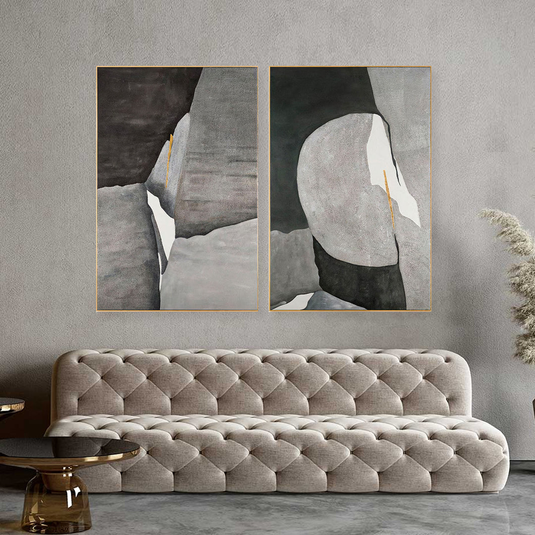 Rustic Elegance | Handmade Canvas Painting | Set of 2