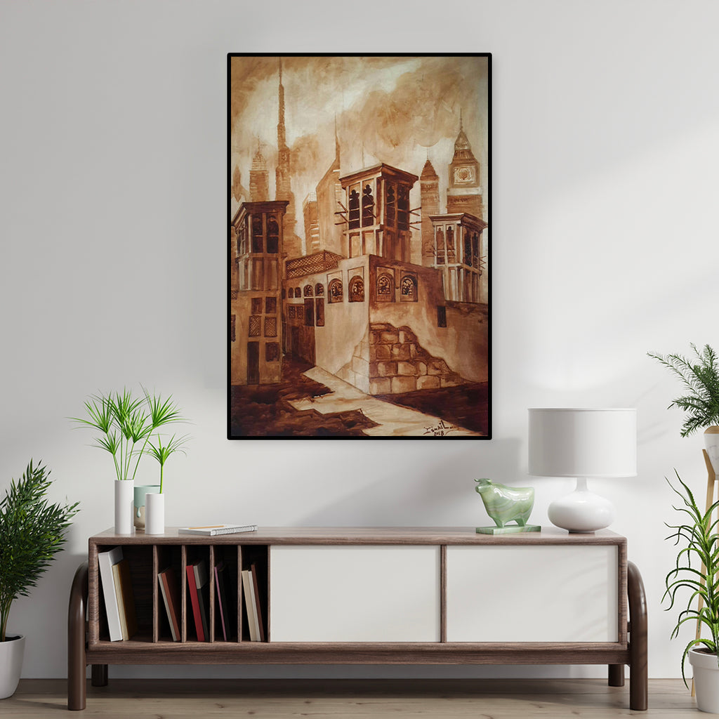 Old & New Dubai | Coffee On Canvas Painting
