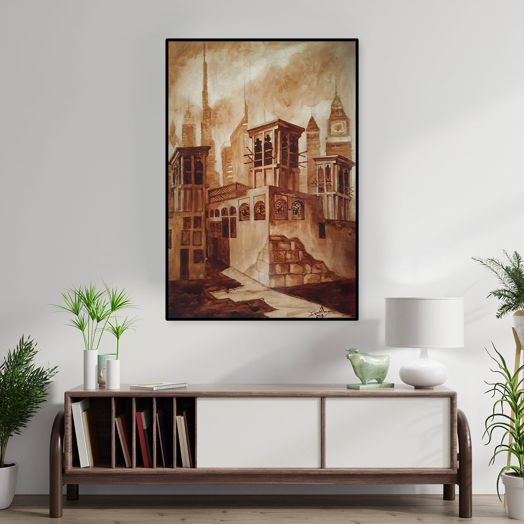 Old & New Dubai | Coffee On Canvas Painting