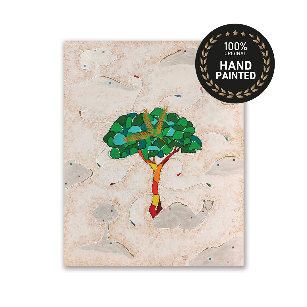 Ghaf Tree: National Tree | Handmade Canvas Painting