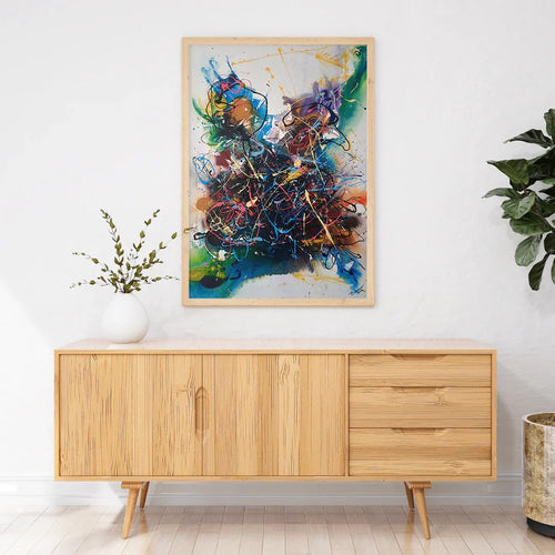 Cavalry original abstract acrylic painting by Bore Minov, 80x100 cm