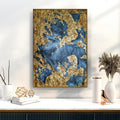 Original handmade abstract expressionist painting with gold foil, oil on canvas, 75x100 cm