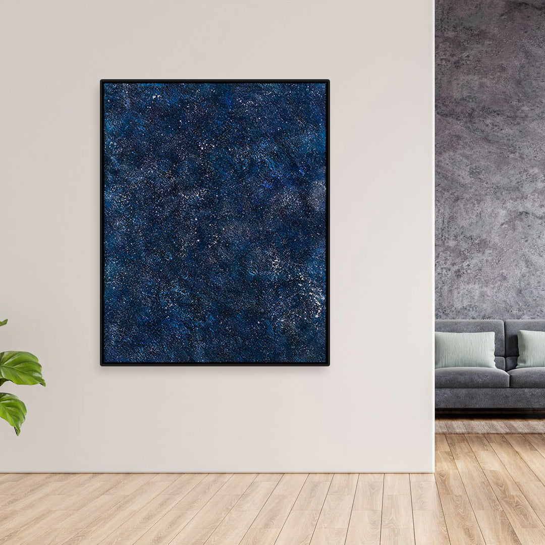 blue Original neutral textured abstract painting with soft muted tones