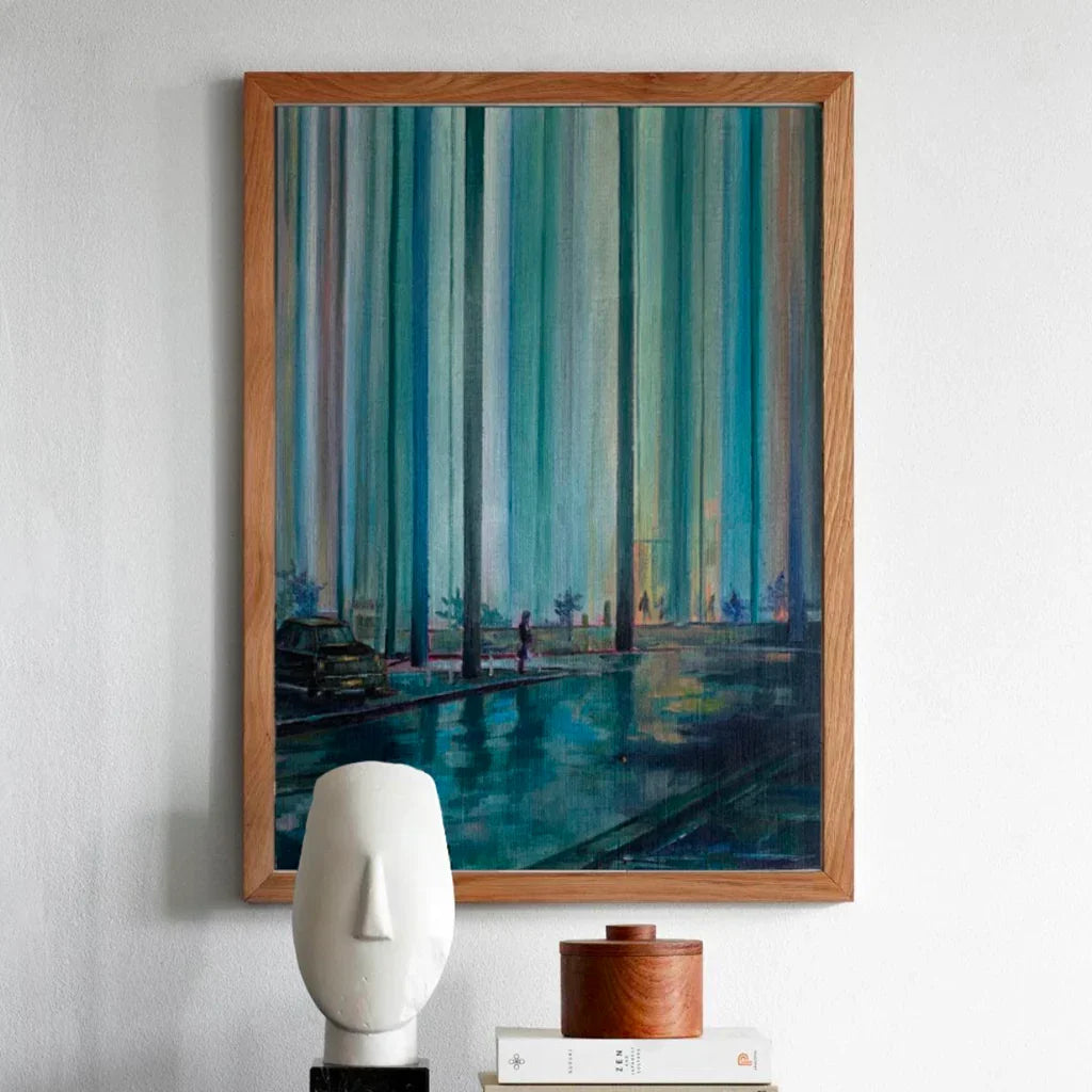 Original handmade [color] abstract expressionist painting, oil on canvas paper, 60x90 cm by Artecasso