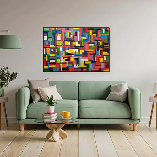 Original handmade abstract expressionist painting, acrylic mixed media, 60x90 cm by Artecasso
