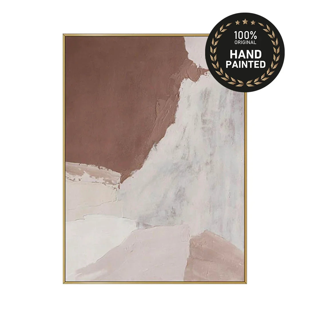 Textured surface detail of an earthy minimalist canvas painting
