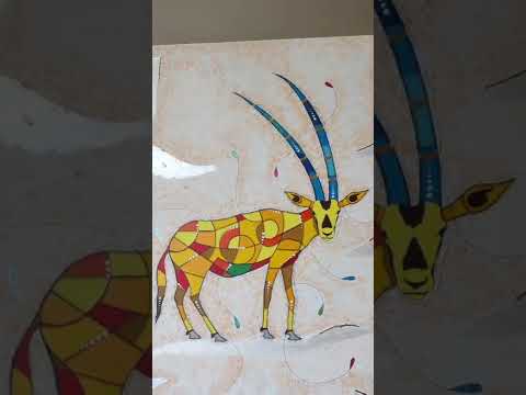 Falcon & Oryx | Handmade Canvas Painting