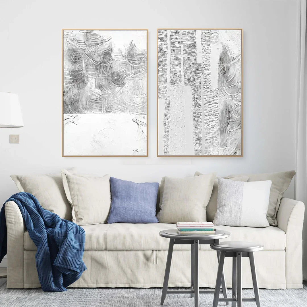 Layered surface texture and tonal detail on an abstract painting